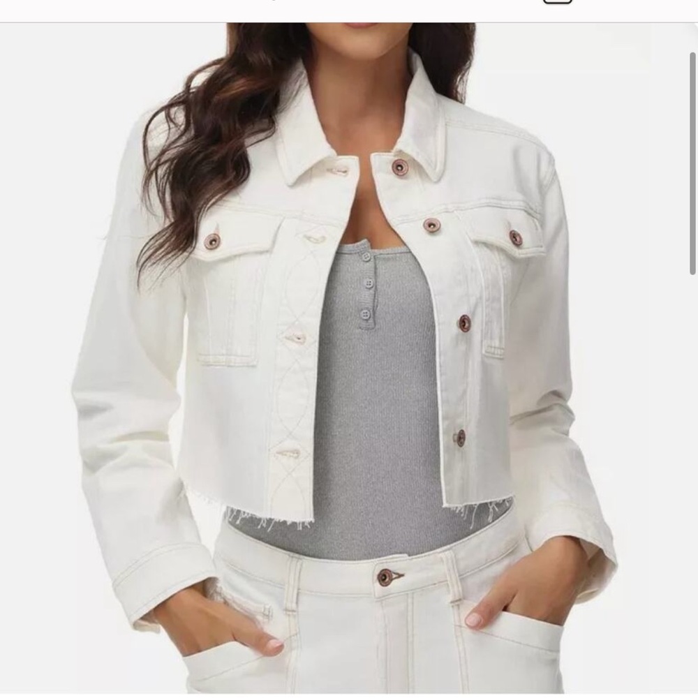 Frye Women's Cropped Raw Hem Denim Jacket in Size L NEW